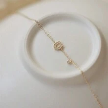 S925 Silver-Plated Gold Horseshoe U-Shaped  Chain Bracelet, Ladies Fashionable High-End Niche Daily Accessory