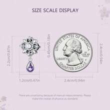 bamoer 1 PC 925 Sterling Silver Purple Shining Stone Collection Charms Love Drop Pendant fit for Charm Bracelet Vintage Pattern Beads