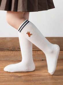1 Pair White Plush Bear Knee High Socks For Kids - Multicolor - View 2