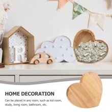 Love Piggy Bank Desktop Ornament Money Pot Clear Adults Wood Saving Heart Shaped Princess Gifts Decorative Coin Jar Home Birthday Graduation