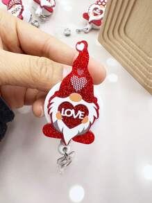 1個可愛的亞克力心形老人縮卡卡,適用於化妝、工作id卡、識別證、禮物 - 紅色 - 查看 4