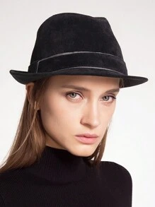 HIMESPORT 2024年女性男性寬邊丹寧費多拉帽,爵士特爾比巴拿馬帽紳士帽英式復古優雅休閒春夏款 - 彩色 - 查看 1