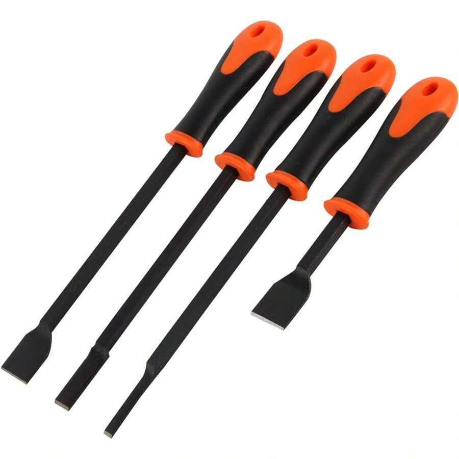 Gasket Scraper Set-Chrome Vanadium Steel Material Gasket Scraper Tool, Non-Slip Handle Razor Scraper Tool, Suitable For Cleaning Car Side Moldings, Badges, Gaskets, Decals (4 PCS) - Black - View 1