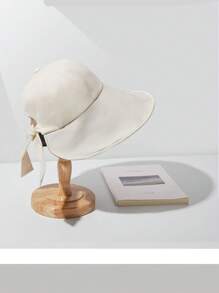 1pc Bowknot Sun Hat For Women, Spring Summer, Shade, Wide Brim, Beach Travel