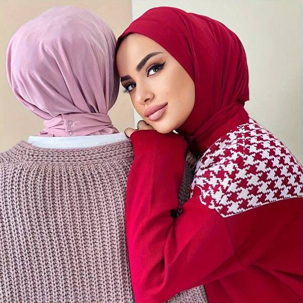 Gorro de mujer con nudo de botones, turbante, envoltura para la cabeza, accesorio casual para el día a día, pañuelo para abaya, gorro suave, velo para mujeres