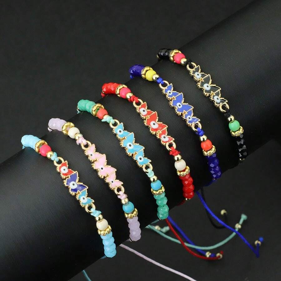 diffone 时尚手工编织绳手链饰物蝴蝶可调节手链适合女士女孩臂环首饰 - 蝴蝶手繩 - 查看 1