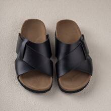 舒適簡約時尚百搭耐磨輕便日常平底拖鞋一對 - 黑色 - 查看 1