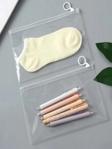 5 个透明拉链袋多用途储物袋袜子收纳袋便携式旅行化妆包拉链袋适用于旅行配件文具收纳袋适用于旅行收纳袋、化妆包、化妆包、度假收纳袋、大容量化妆品收纳袋化妆盒适用于口红、刷子、护肤品、手机、硬币、小物品适用于家庭、礼物、度假和节日万圣节圣诞节多功能用途 - 無色 - 查看 2