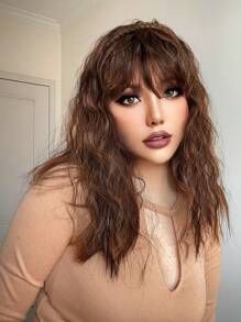 捲髮假髮頭套女性白髮假髮片女性長直髮一片無標記髮片塊 - Light Brown - 查看 4