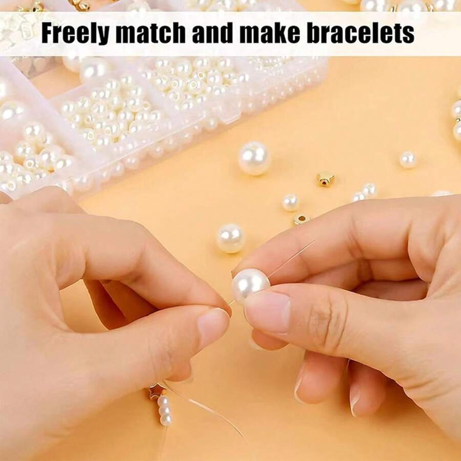 720pcs Faux Pearl Beads And Gold Silver Plated Spacer Beads For