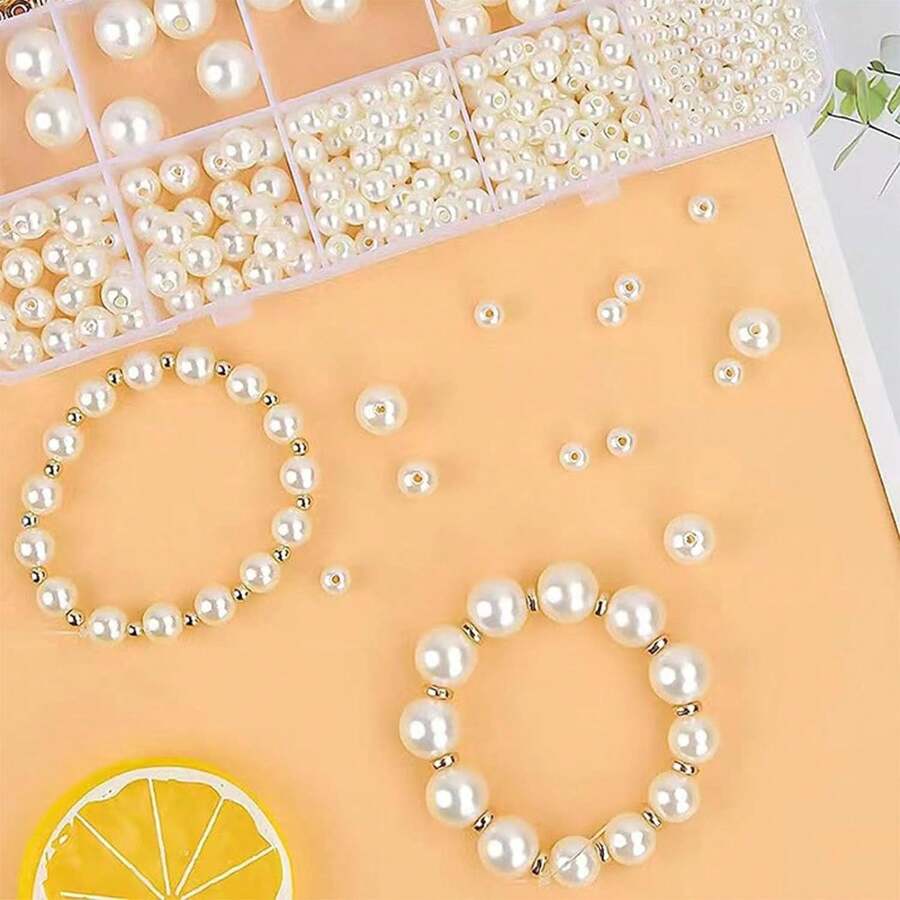 720pcs Faux Pearl Beads And Gold Silver Plated Spacer Beads For