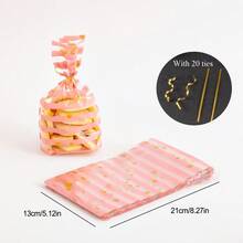 20入裝隨機樣式糖果和餅乾包裝袋,附20個裝飾扭結紮帶,適用於烘焙店、咖啡館、diy食品、節日派對裝飾 - 20個隨機包裝袋配20條紮帶 - 查看 2