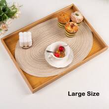 1 pièce Plateau de service en bambou avec poignées, plateau à petit-déjeuner rectangulaire, plateau repas utilisé dans la chambre, la cuisine, le salon (kaki), cuisine, cadeau de Noël