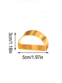 2入組簡約d形餐巾環,宴會、婚禮桌飾必備 - 金色 - 查看 3