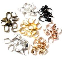 50pcs Small Pendant Clips Pinch Bail Clasps Buckle Charm Necklace Hook Connector For DIY Jewelry Making Cameo Tray - U Shape - View 3