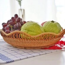 1入組麵包發酵籃,編織籃,中空藤編水果盤,裝飾性的客廳盤子可放置於桌、臥室、廚房等地方 - 黃色 - 查看 7