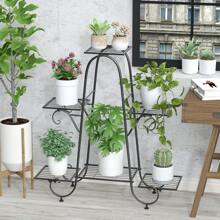 Estanteria para Macetas Metalica, Soporte Macetas Exterior Estante Decorativo de Hierro Estanteria Metalica para Plantas Interior Jardín Balcon Terraza con 6 Niveles - Negro - Ver 8