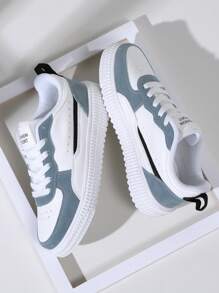 NỮ Giày dép Đồ họa Mặt trước thắt dây Giày trượt băng Thể thao Giày thể thao - Xanh và trắng - Xem 4