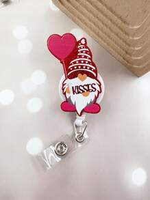 1個可愛的亞克力心形老人縮卡卡,適用於化妝、工作id卡、識別證、禮物 - 紅色 - 查看 6