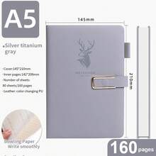 Xám 160 A5 Quyển sổ Với Đơn giản Khóa Dày sổ tay Đối với Sinh viên , Làm Việc  , Văn phòng , Cuộc họp , Trường học Cung cấp - Xám - Xem 1