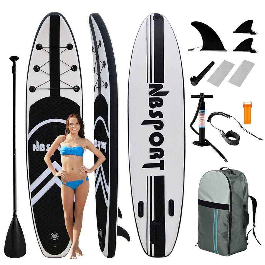 Inflatable Surfboard Stand Up Paddle Board Outdoor Water Sport For Youth & Adult - Black - View 1