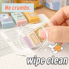 Borrador Que Limpia Sin Migajas, Borrador De Dibujos Animados Creativo Para Estudiantes, Suministros Escolares - Morado - Ver 4