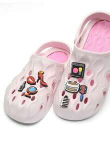 8pcs Wooden Charm Carving With Women's Makeup Graphic, Suitable For Decorating Clog, Sandal Charm - A-8PCS/B-8PCS - View 3