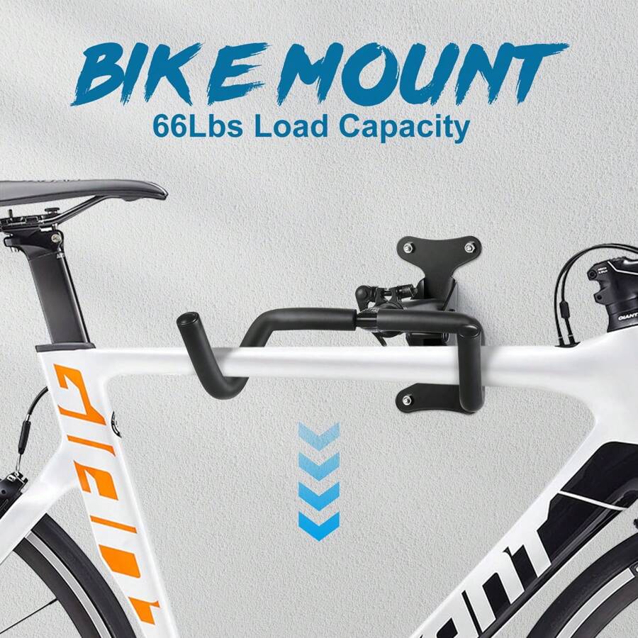 Bike Wall Mount Bike Hanger 66lbs Load Capacity Extendable 6in Bike Rack Garage Sturdy Design Space-Saving Horizontal Storage Ideal For Garage Home Use - Black - View 1