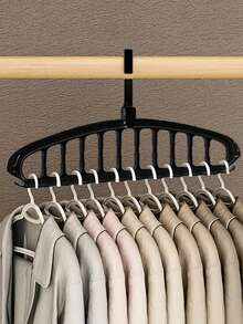 1入組多孔塑料衣架，可摺疊重型衣架，家居空間節省組織者，適用於臥室、壁櫥、衣櫃、家居、宿舍，返校必備家居掛衣神器摺疊衣架 - 黑色 - 查看 3