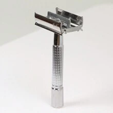 1pc Retro Alloy Material Manual Shaving Razor With Rotating Double-Edged Blade And Stainless Steel Blades In A Box - Silver - View 7