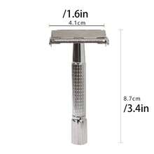 1pc Retro Alloy Material Manual Shaving Razor With Rotating Double-Edged Blade And Stainless Steel Blades In A Box - Silver - View 3