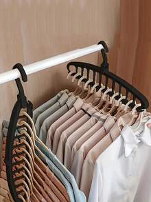 1入組多孔塑料衣架，可摺疊重型衣架，家居空間節省組織者，適用於臥室、壁櫥、衣櫃、家居、宿舍，返校必備家居掛衣神器摺疊衣架 - 黑色 - 查看 2