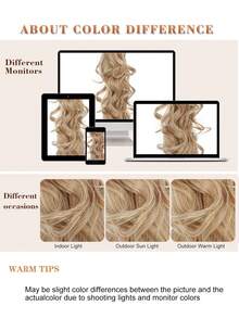 nimoki 24英寸長鬆散波浪辮及合成髮束,女士用自然波浪合成髮卡（金髮） - 金色 - 查看 5