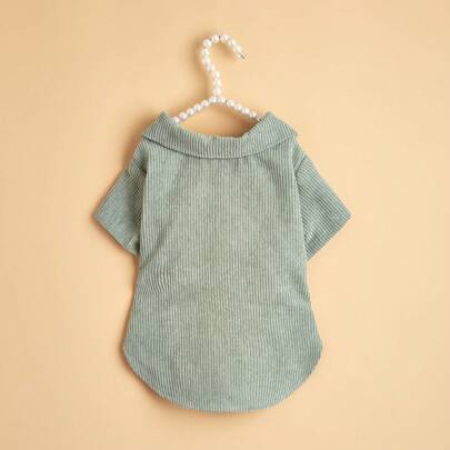 1pc Corduroy Hook And Loop Decorative Pet Shirt Undershirt, Suitable For Cats/Small Dogs, Outdoor Spring