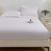 1pc Waterproof Fitted Sheet, Simple Solid Color Mattress Cover That Can Isolate Dirty, Easy To Wash - Multicolor - View 4