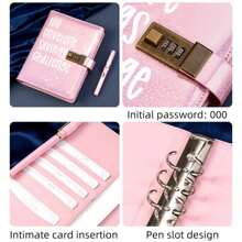 100pcs Money Saving Challenge Envelopes + 1pc Lockable Savings Wallet With Shiny Pink Cover, 25 Inner Sheets And 2 Cardboards Included - Pink - View 5