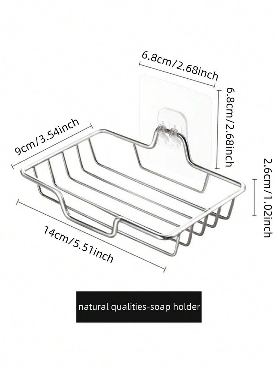 1pc, Rustproof Stainless Steel Soap Dish Holder Wall Mounted Soap