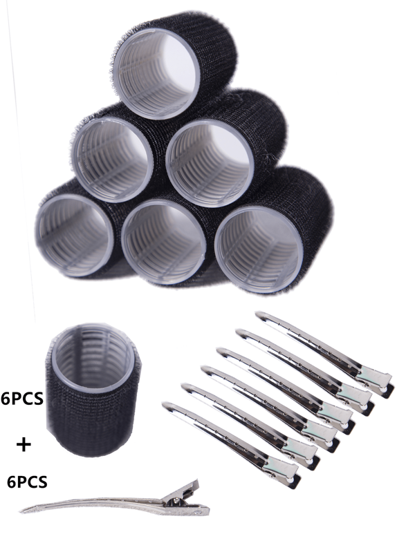 6 Stücke 3,5 cm Durchmesser Lockenwickler und 6 Stücke Haarklammern Set zum Volumen und Luft-Pony kreieren, ohne Hitze erforderlich, geeignet für täglichen Gebrauch und kurzes Haar mit Pony, Schönheit Haarzubehör für Zuhause