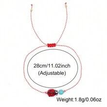 1 pièce Bracelet de la série Martis en marbre synthétique turquoise de 3 mm avec perle de cuivre et coccinelle. Nouveauté 2025 pour elle et lui