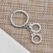 1pc Unisex Creative Stainless Steel Handcuff Keychain, Novelty Gift For Friends - Silver - View 6