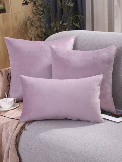 Miater 1pc Solid Color Velvet Pillow Case