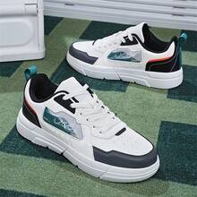 女士運動鞋,2024年春季新款,休閒戶外輕便舒適鞋,情侶pu皮拼接運動鞋,冬季,尺寸35-41,鞋帶設計 - 藍色 - 查看 2