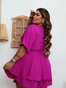 Plus Size Dresses - Rose Red - View 3
