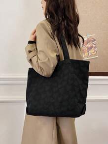 休閒時尚心型大容量單肩手提包情人節約會黑色 - 黑色 - 查看 3