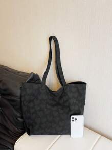 休閒時尚心型大容量單肩手提包情人節約會黑色 - 黑色 - 查看 6