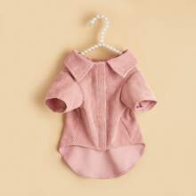 1 pieza Camisa interior con adorno de cierre de pana para mascotas, adecuada para gatos/perros pequeños, para primavera al aire libre - Rosa - Ver 3