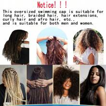 长发泳帽 - 女士男士泳帽 - 超大泳帽 - 防水硅胶泳帽 - 脏辫辫子非洲接发编织（玫瑰红）、海滩必需品、海滩配件、泳池浮板