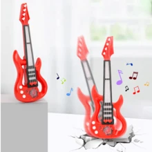 1pc Electric Guitar Toy Four-String Music Light Simulation Miniature Musical Instrument - Blue - View 4