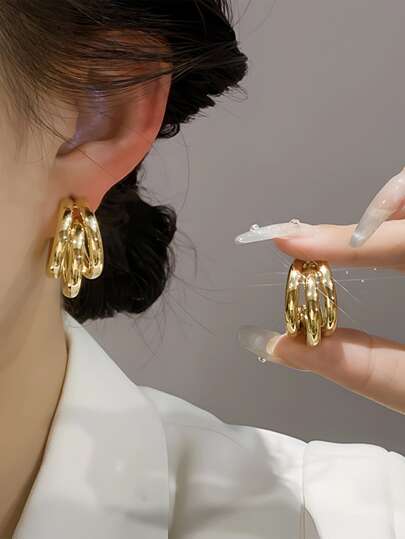 topshiny 1 par de pendientes aro de oro y plata para mujeres, diseño exagerado, joyería de moda, apto para uso en fiestas, regalo para niñas