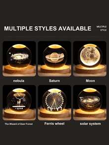 Đèn ngủ hình cầu pha lê 3D Galaxy, đèn ngủ hình cầu thủy tinh có đế gỗ, trang trí theo chủ đề kỳ ảo, quà tặng hình cầu pha lê, đèn ngủ LED Galaxy Planet, quà tặng sinh nhật cho bé trai bé gái (Galaxy) - Cynops phương Đông - Xem 8